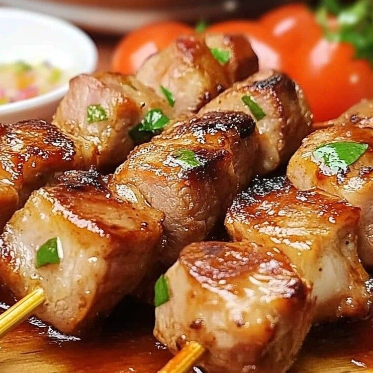 Espetinho de porco com bacon